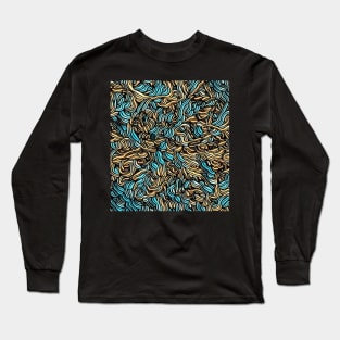 Abstract Blue and Yellow Fur Long Sleeve T-Shirt